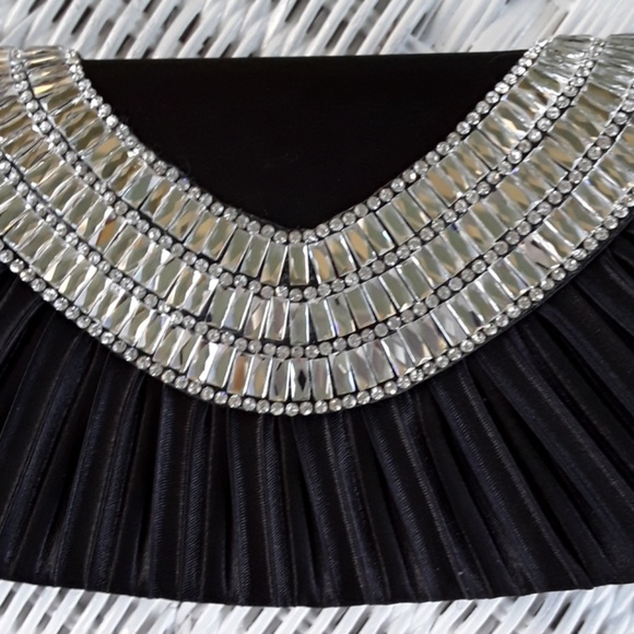 Sasha Handbags - NWT Black Satin and Major Bling Evening Bag